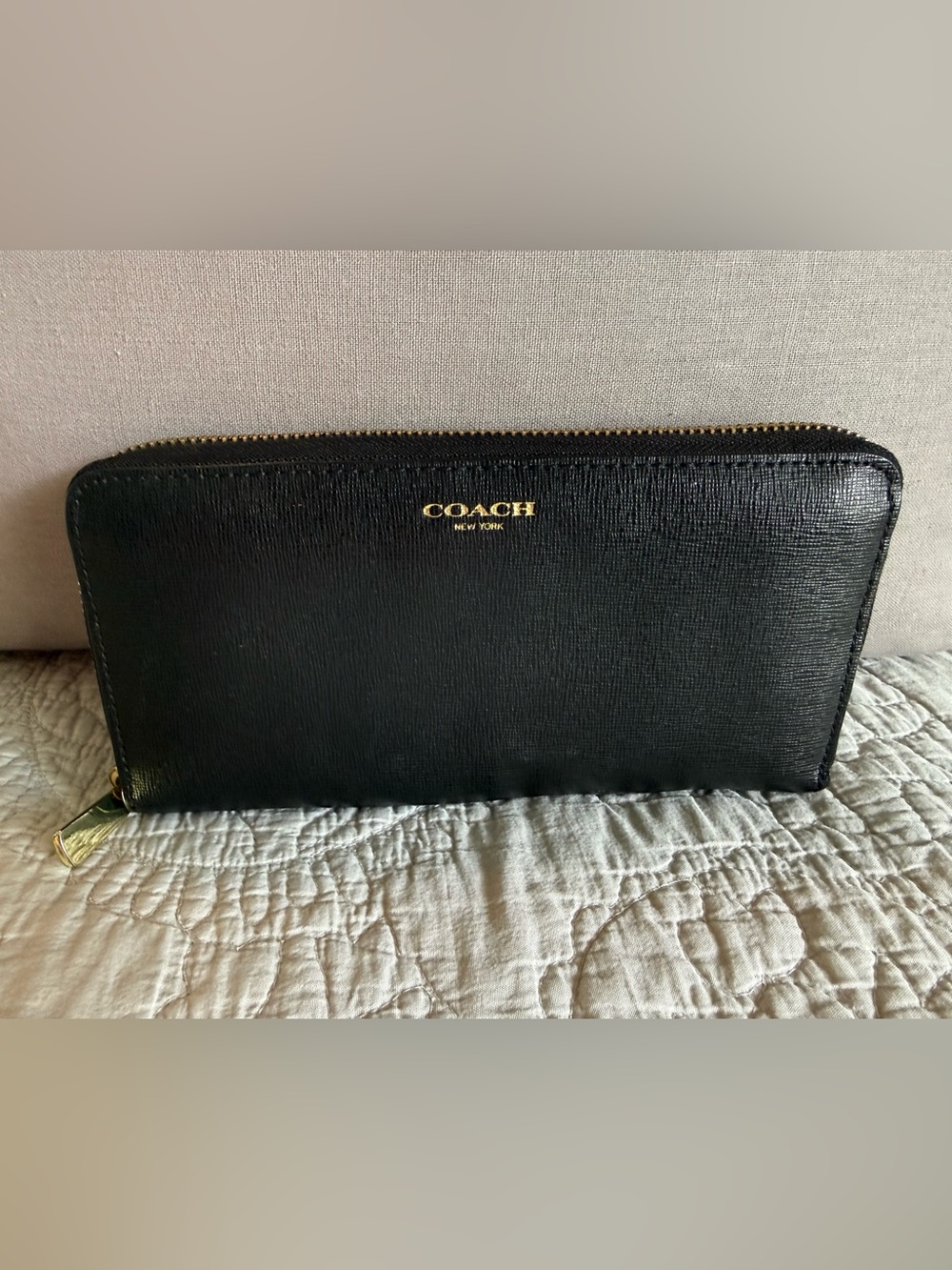 Coach Black Wallet with Gold Hardware